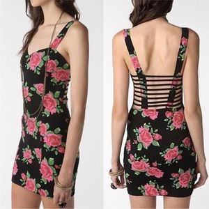 Motel Rocks Rose Mini Bodycon Cage Back Dress